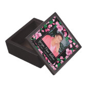 Pink Flowers Custom Memorial Keepsake Gift Box (Opened)