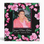 Pink Flowers Custom Memorial Keepsake Guestbook 3 Ring Binder (Front)