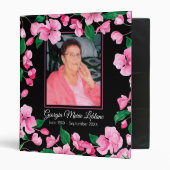 Pink Flowers Custom Memorial Keepsake Guestbook 3 Ring Binder (Front/Inside)
