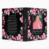 Pink Flowers Custom Memorial Keepsake Guestbook 3 Ring Binder (Background)