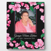 Pink Flowers Custom Memorial Keepsake Plaque (Front)