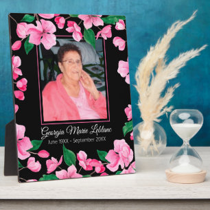 Pink Flowers Custom Memorial Keepsake Plaque