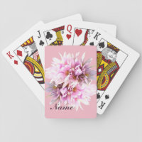 Pink Flowers Custom Name Playing Cards
