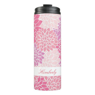 Pink Flowers Custom Thermal Tumbler