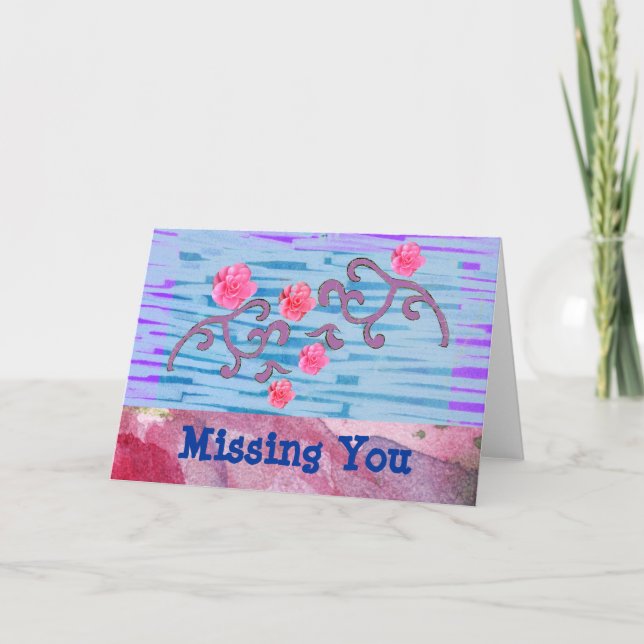 Pink Flowers Customizable Card (Front)