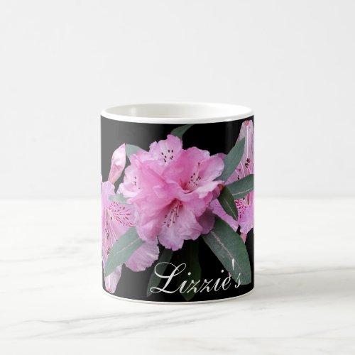 Pink flowers customizable Lizzie name trendy boho  Magic Mug