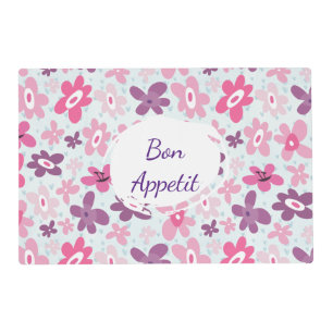 Pink Flowers Cute Whimsical Pattern Bon Appetit Placemat