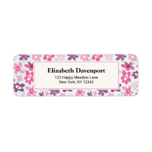 Pink Flowers Cute Whimsical Pattern Label