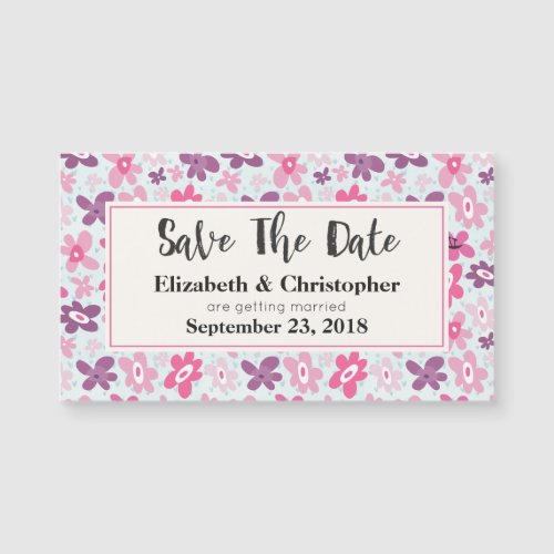 Pink Flowers Cute Whimsical Pattern Save The Date