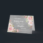 Pink Flowers Daughter Birthday Card<br><div class="desc">Pretty and thoughtful greeting card for your daughter's birthday with light blush pink watercolor flowers,  rustic wood pattern and hand lettered style text.</div>