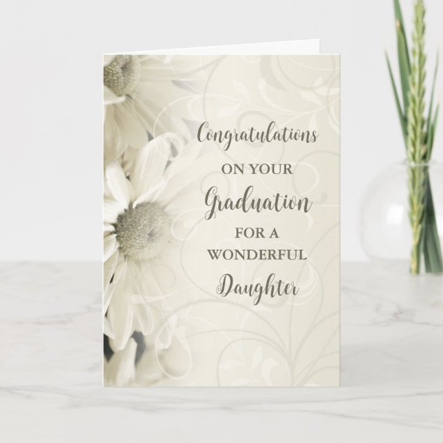 Pink Flowers Daughter Congratulations Graduation Card (Front)