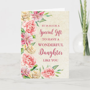 Pink Flowers Daughter Happy Mother's Day Card