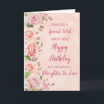 Pink Flowers Daughter In Law Birthday Card<br><div class="desc">A beautiful card for your daughter in law on her birthday with pastel pink flowers and rose gold effect details.</div>