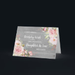 Pink Flowers Daughter In Law Birthday Card<br><div class="desc">Pretty and thoughtful greeting card for your daughter in law's birthday with light blush pink watercolor flowers,  rustic wood pattern and hand lettered style text.</div>
