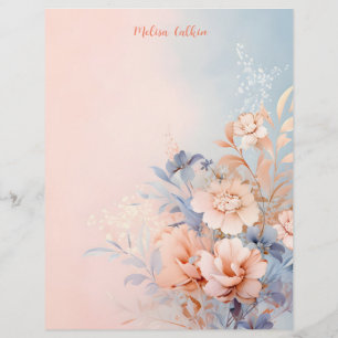 Pink Flowers Decoration with Pink Background Letterhead
