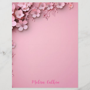 Pink Flowers Decoration with Pink Background Letterhead