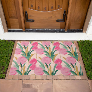 Pink Flowers Doormat