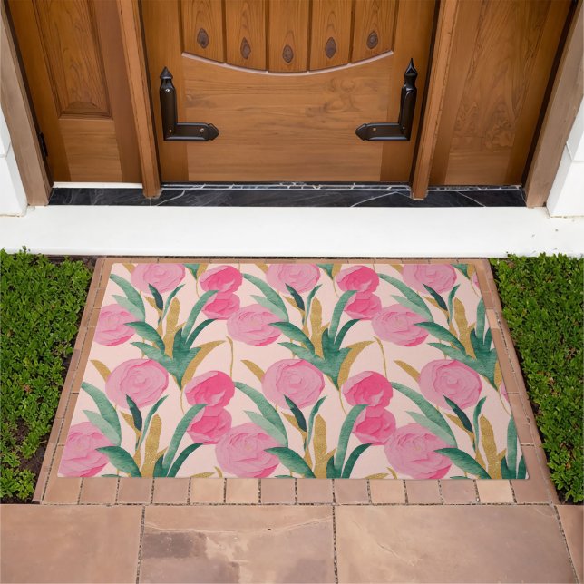 Pink Flowers Doormat (Outdoor)