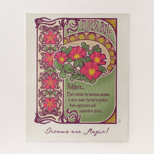 Pink Flowers, Dreams, and Magic Art Nouveau Style Jigsaw Puzzle