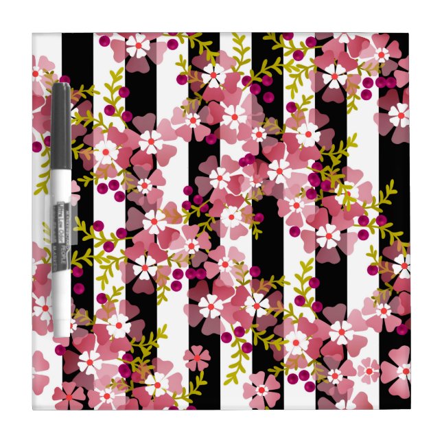 Pink flowers dry erase board (Front)