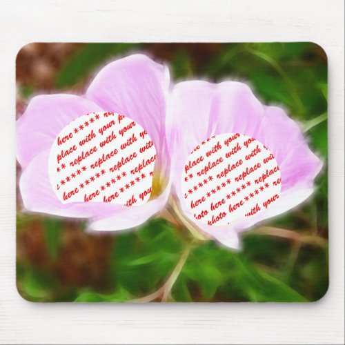 Pink Flowers Dual Photo Frame Mouse Pad