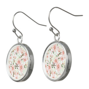 Pink flowers earrings