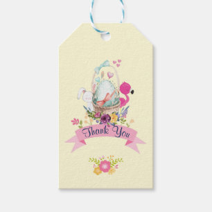 Pink Flowers, Egg, Flamingo & Bunny Thank You Gift Tags