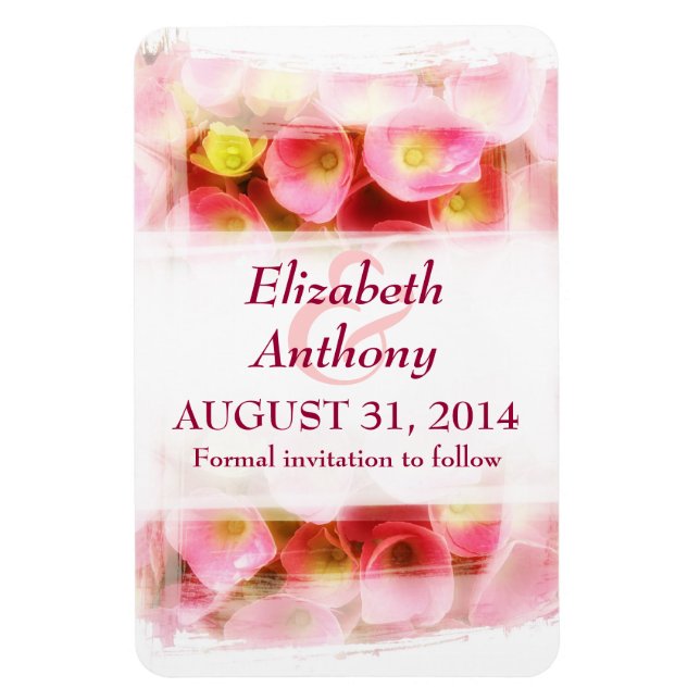 pink flowers elegant save the date magnets (Vertical)