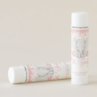 Pink Flowers Elephant Girl Baby Shower Favors Lip Balm