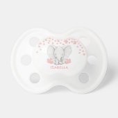 Pink Flowers Elephant Personalized Girl Pacifier (Front)