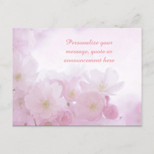 Pink Flowers Feminine Personalized Message, Quote Announcement Postcard
