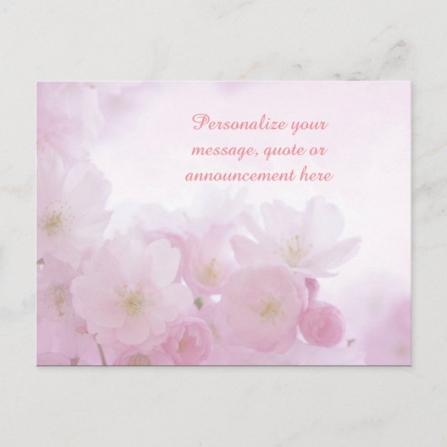 Pink Flowers Feminine Personalized Message, Quote Announcement Postcard (Front)