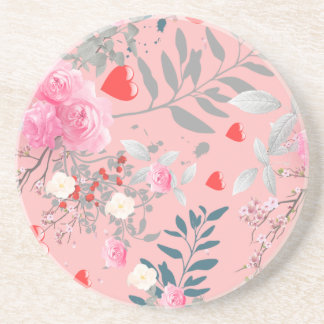 Pink flowers field coaster