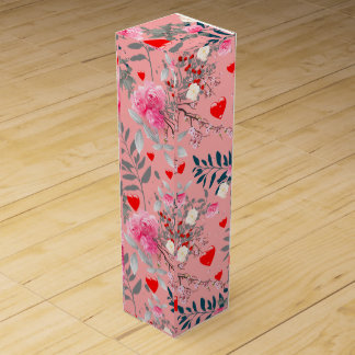 Pink flowers field wine box