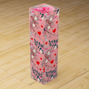 Pink flowers field wine box