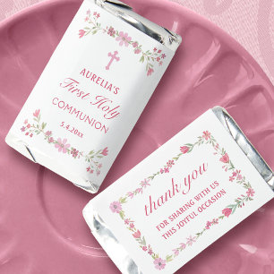 Pink Flowers First Communion Hershey's Miniatures