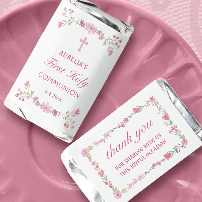 Pink Flowers First Communion Hershey's Miniatures (Creator Uploaded)