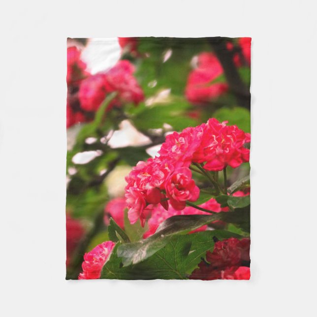 Pink Flowers Fleece Blanket, Small (Front)