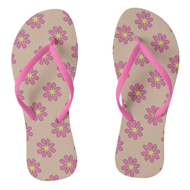 Pink Flowers Flip Flops (Footbed)