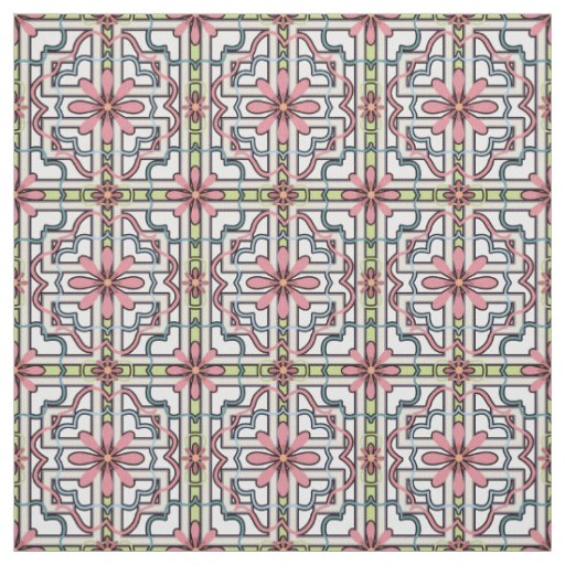 Pink Flowers | Floral Block Pattern Fabric