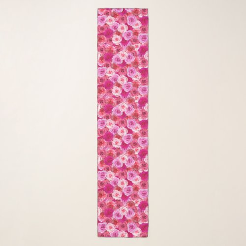 Pink Flowers Floral Collage  Scarf