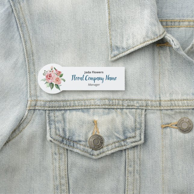 Pink Flowers - Floral Company- Customized Name Tag (In Situ)