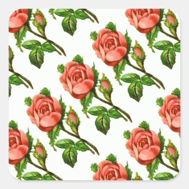 Pink Flowers Floral English Roses Sticker (Front)