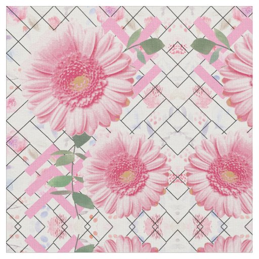 PINK FLOWERS FLORAL FABRIC