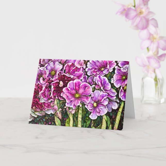 Pink Flowers Floral Garden Art Note Card (Orchid)
