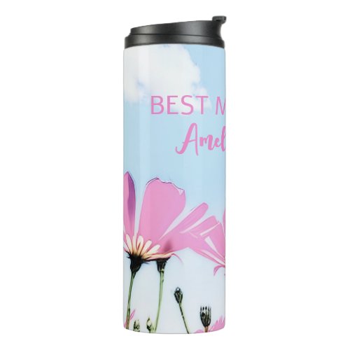 Pink Flowers Floral Mom Name Mothers Day Thermal Tumbler
