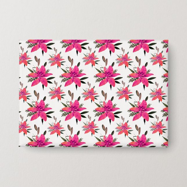 Pink Flowers Floral Pattern Design Button (Front)