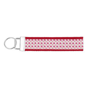 Pink Flowers Floral Pattern Design Wrist Keychain
