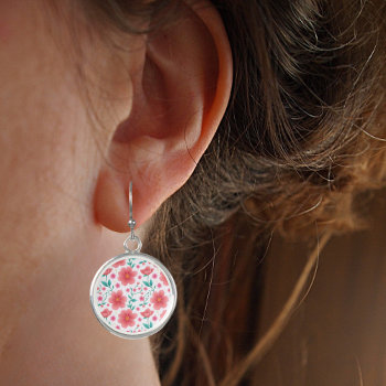 Pink Flowers Floral Pattern  Earrings by SierraDawnDesigns at Zazzle