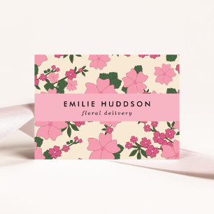 Pink Flowers, Floral Pattern, Florist, Flower Shop Business Card
